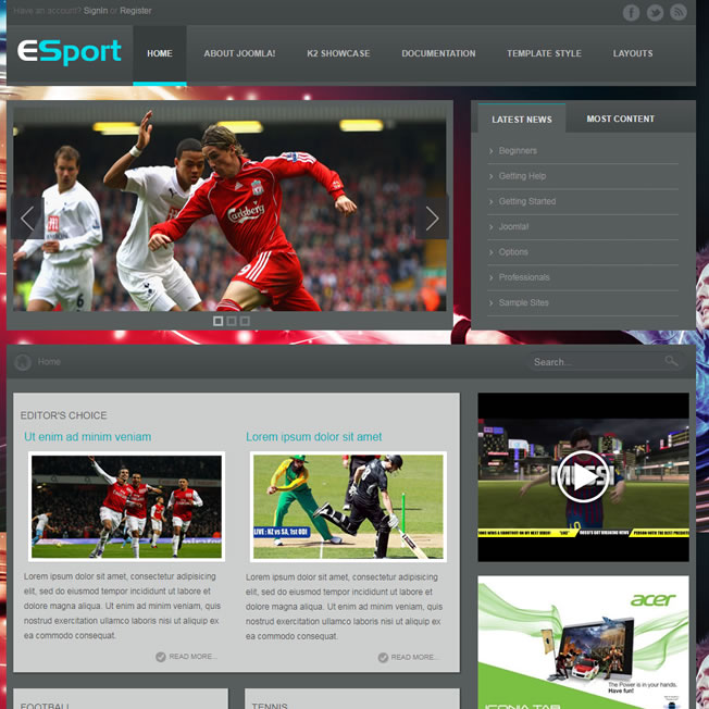 Tema WordPress e modelo de site grátis para futebol