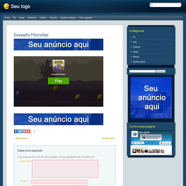 Criar Site Jogos Online Template Wordpress Português 192 v3