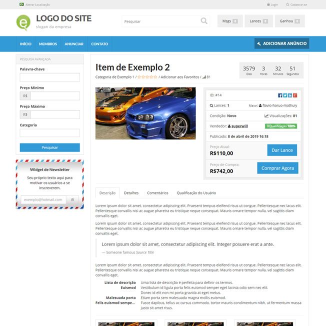Criar Site Leilão Virtual Wordpress Português 233 A v4