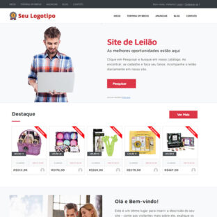 Criar Site Leilão Português WordPress Responsivo 485 S facil de editar