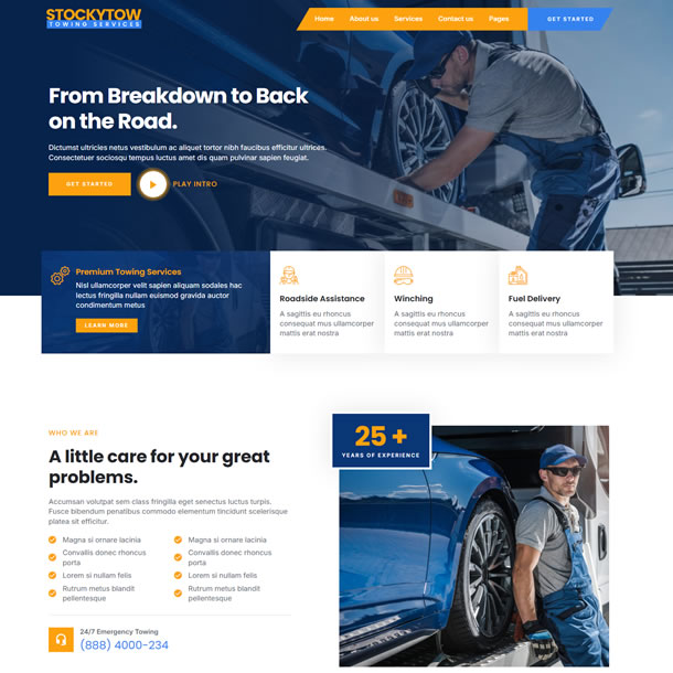 Tema Wordpress Site Guincho Reboque Automóveis Fácil de Editar 1816