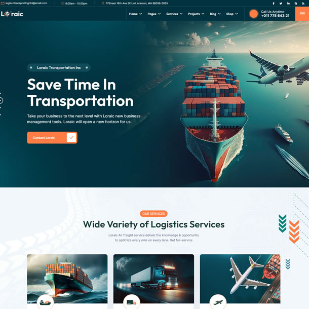 Criar Site Transporte Transportadora Template Wordpress Fácil de Editar 1903