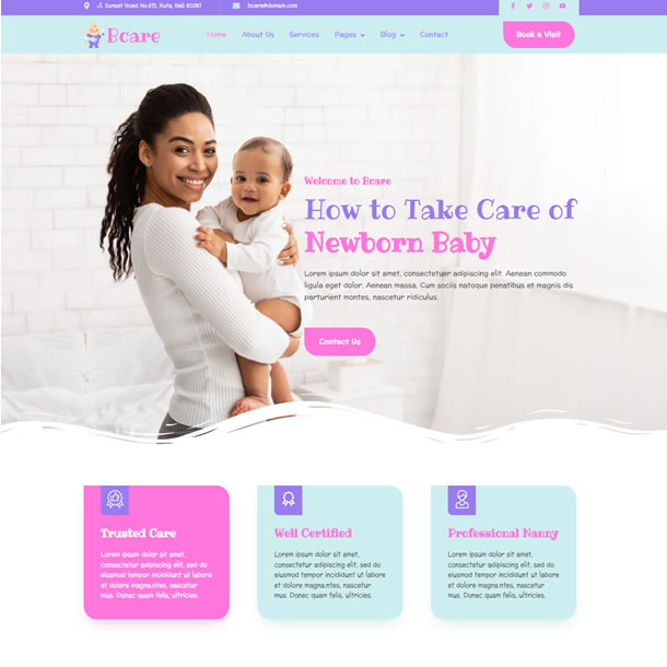 Criar Site Babá Cuidadora Crianças Template Wordpress Elementor Fácil de Editar 1922