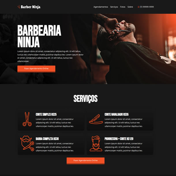 Criar Site Barbearia Template Wordpress Português Elementor Fácil de Editar 1931