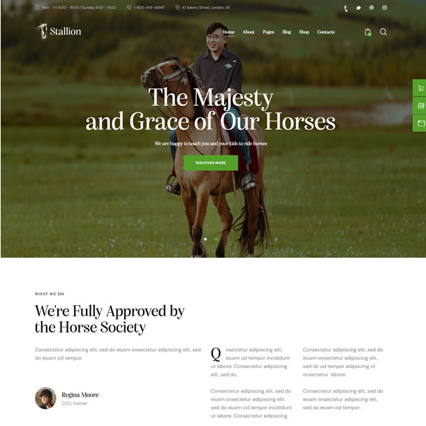 Criar Site Cavalo Haras Estábulo Template Wordpress Elementor Fácil de Editar 1923