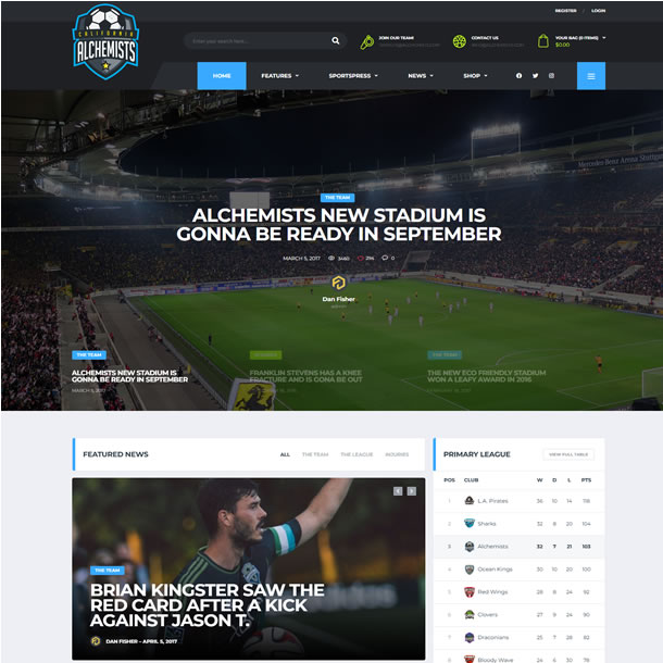 Tema Site de Notícias de Esporte Wordpress Editável 1937