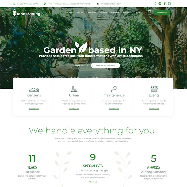 Tema Wordpress De Paisagismo Para Criar Site Com Template Editável 1935