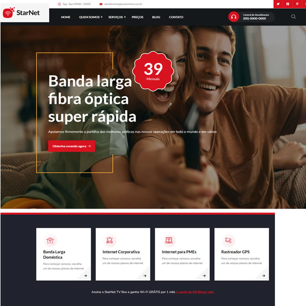 Tema Site de Provedor de Internet Wordpress Português Elementor 1936