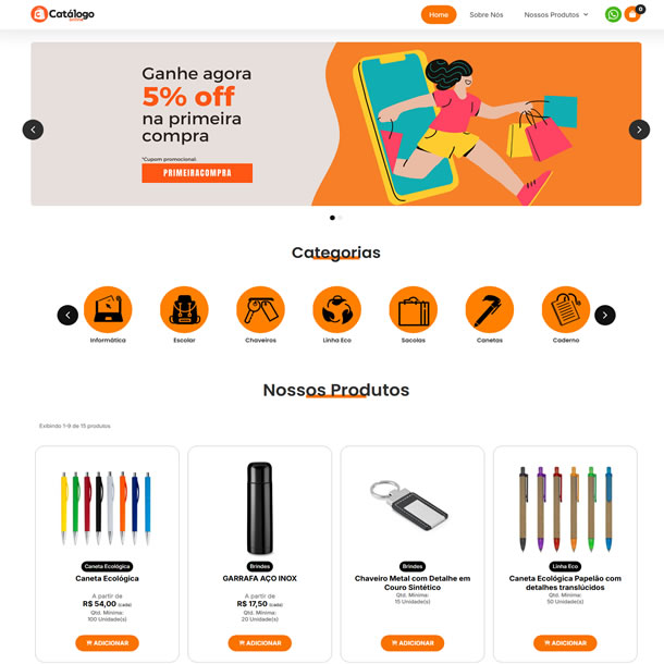 Criar Site de Loja Catálogo Online Orçamento Tema Wordpress Elementor Fácil de Editar 1958